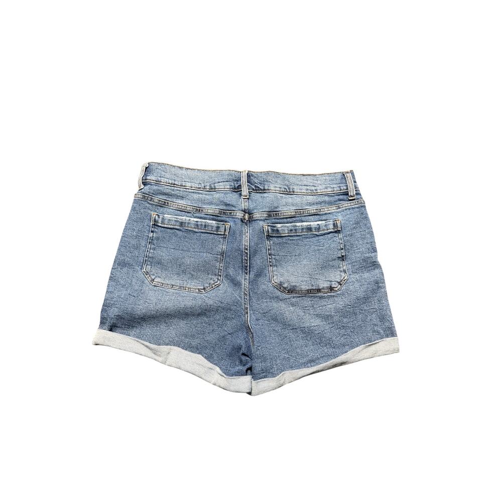 Kensie High Rise Denim Jean Shorts Cuffed Blue Womens Size 14